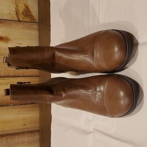 Modcloth Chaps Brown Zipper Ankle Boots Bootie